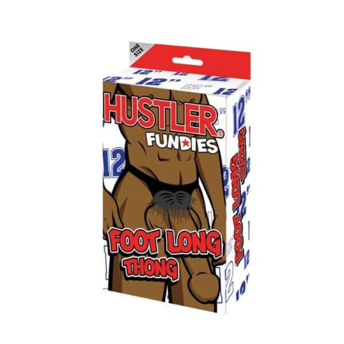 Hao Toys Hustler Fundies Foot Long Thong - Веселые мужские стринги с меховым чехлом для пениса