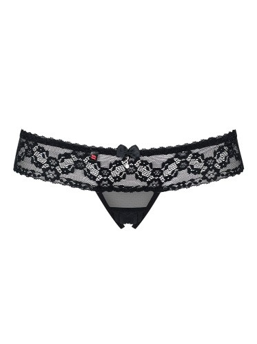 Obsessive 837-THC-1 otwarte - стринги с интимным вырезом, L/XL (чёрный)