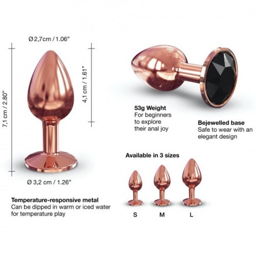 Dorcel Diamond Plug S маленька металева анальна пробка із кристалом, 7.1х2.7 см (чорний) - купити в Києві, Україні