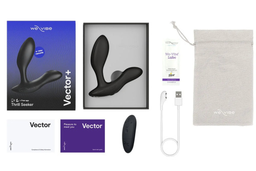 We-Vibe Vector + Лубрикант 50 мл- Масажер простати, 10.6х3 см (чорний) - купити в Києві, Україні
