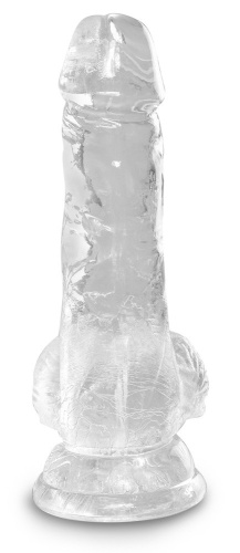 Pipedream King Cock Clear 5" Cock with Balls - Реалистичный фалоимитатор на присоске, 10.8х3.55 см, (прозрачный)