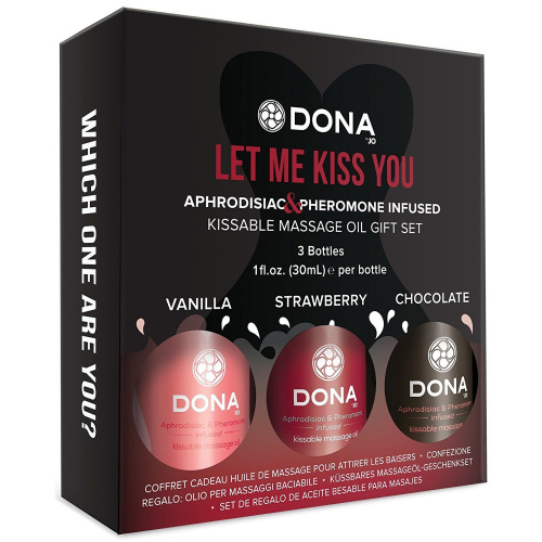 Dona - Let Me Kiss You - Набор съедобных массажных масел с афродизиаками и феромонами