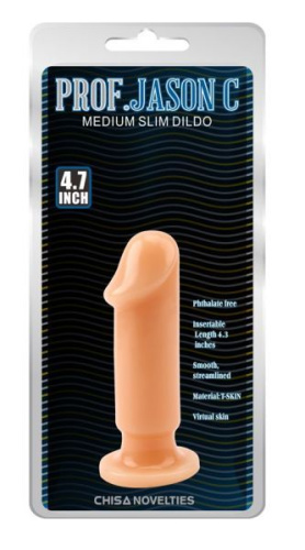 Chisa Prof. Jason C Medium Slim Dildo анальная пробка среднего размера на присоске, 12.5х3.7 см (телесный)