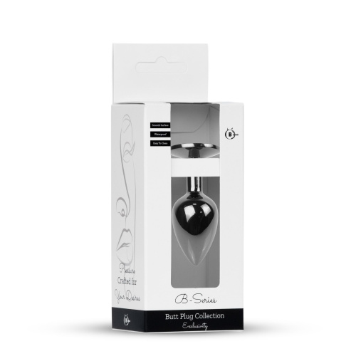 Металлическая анальная пробка с кристаллом B-Series Jewellery Dark Silver