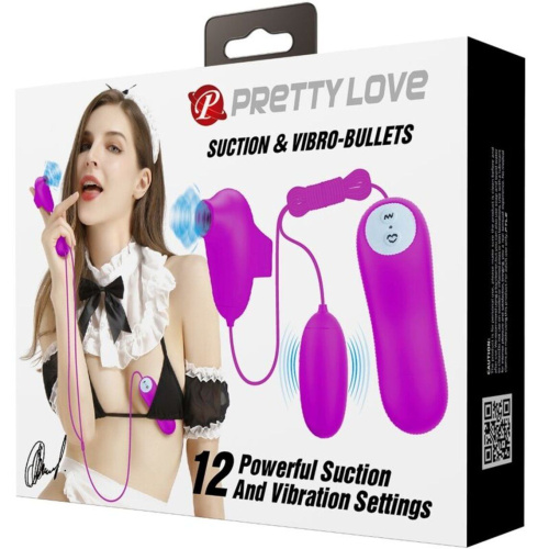 Pretty Love Suction & Vibro Bullets Pink - Вібратор для подвійного задоволення, 7х3 см (рожевий) - купити в Києві, Україні