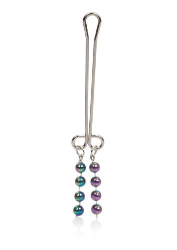 California Exotic Novelties Beaded Clitoral Jewelry - затискач для статевих губ з намистинами, (сріблястий) - купити в Києві, Україні