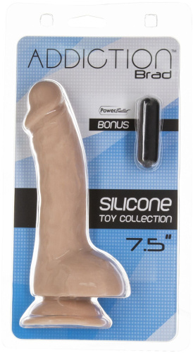 Addiction Brad 7.5" Dildo With Balls силиконовый фаллоимитатор с присоской, 19х3.8 см