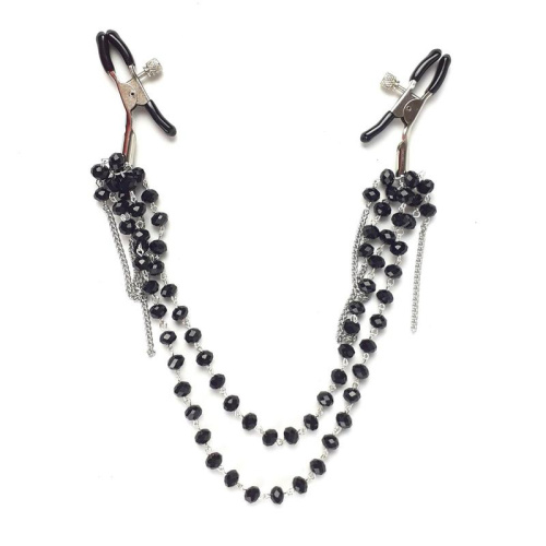 Art of Sex - Nipple clamps Sexy Jewelry Black - Зажимы для сосков на декоративной цепочке
