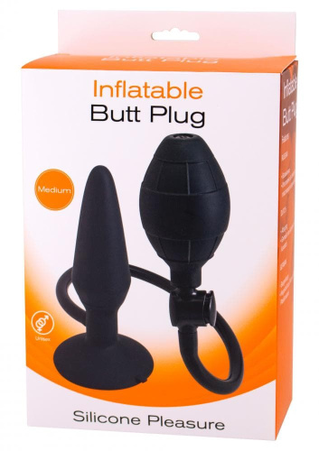 Seven Creations Inflatable Butt Plug M - надувная анальная пробка, средняя, 14,2х4-8 см