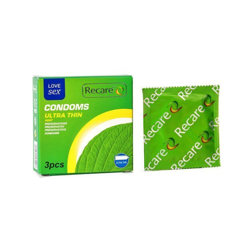 Recare Ultra Thin Mint Condoms 3 шт, ультратонкие