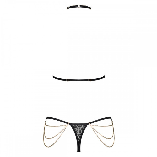 Obsessive Pantheria 2-pcs set black - Сексуальний леопардовий комплект, L/XL - купити в Києві, Україні