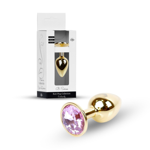 B-Series Jewellery Gold Plug Rose - Анальная пробка с кристаллом, 7х2.7 см (розовый)