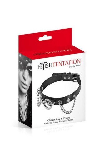 Fetish Tentation Choker Rings and Chains - Ошейник цепочками, шипами и кольцом