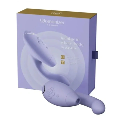 Womanizer Duo 2 + Лубрикант 50 мл  - Вибратор с вакуумным стимулятором, 20.3х3.5 см (сиреневый)