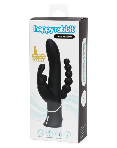 Happy Rabbit Triple Curve - вібратор кролик для потрійної стимуляції, 24.5х4 см - купити в Києві, Україні