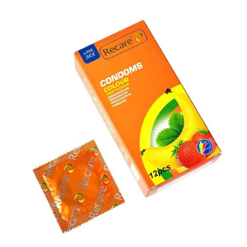Recare Color Fruit Flavour Condoms 12 шт, ароматы: мята, банан, клубника