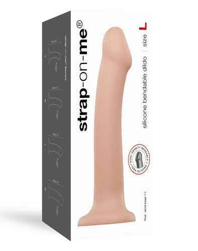 Strap-On-Me Dual Density Dildo, L - Насадка для страпона, 19х3.7 см., (телесная)