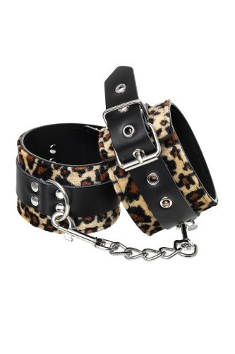 Anonymo Handcuffs PU leather - фиксаторы для ног, (леопардовый)