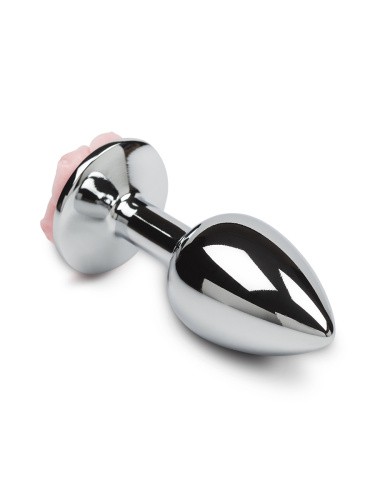 Пикантные Штучки Rose Small - маленькая анальная пробка с розой в основании, 6х3 см (розовый)