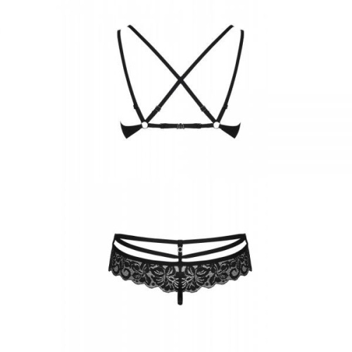Obsessive 860-SET-3 set - Кружевной комплект: бюстгальтер и стринги, S/M (чёрный)