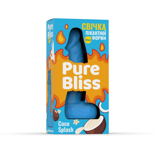 Свеча член с ароматом кокоса Pure Bliss Coco Splash Blue, 18 см