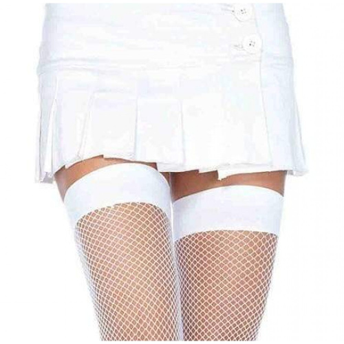 Leg Avenue Nylon Fishnet Thigh Highs - панчохи в сітку на гумці, XS-M (білий) - купити в Києві, Україні