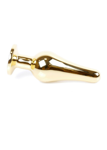 Boss Jewellery Gold Butt Plug Green - Анальна пробка з кристалом, 9,5х3 см (зеленый)