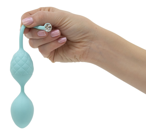 Pillow Talk Frisky Teal - роскошные вагинальные шарики с кристаллом, 3,2 см.