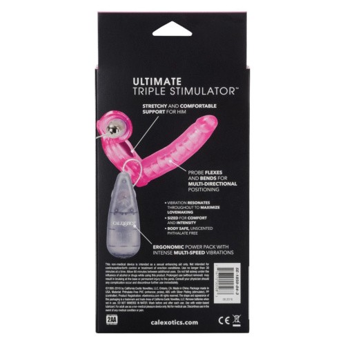 CalExotic Ultimate Triple Stimulator - насадка для двойного проникновения, 13х3 см (розовый)