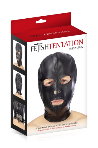 Fetish Tentation Open mouth and eyes BDSM hood - Капюшон для БДСМ с открытыми глазами и ртом