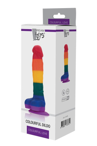 Dream Toys Colourful Love Dildo - Фаллоимитатор, 20х3,8 см (радужный)
