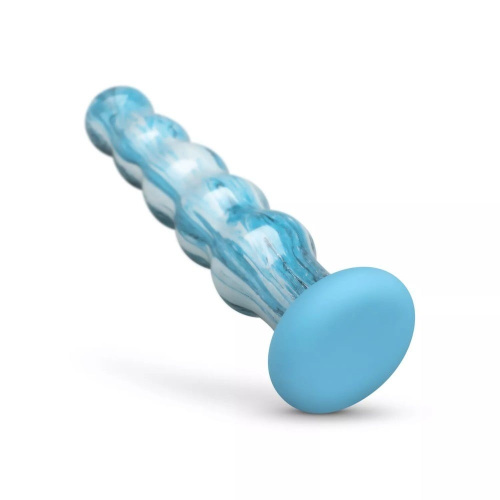 Gildo - Ocean Flow Glass Dildo - Фаллоимитатор рельефный, 17 см (голубой)