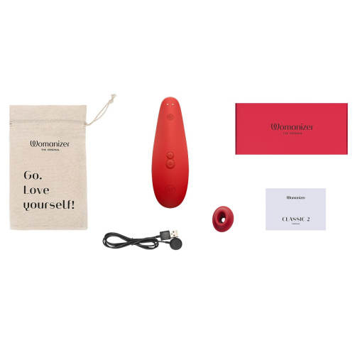 Womanizer Marilyn Monroe Classic 2 + Лубрикант 50 мл - Вакуумный стимулятор (красный)
