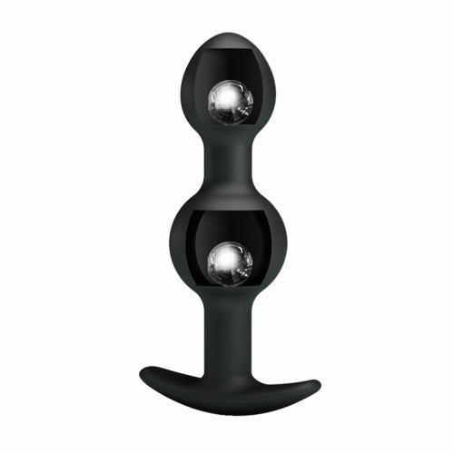Pretty Love silicone Anal balls Black - Анальна пробка зі зміщеннями центрів ваги, 10,4х2.2-2.6 см (чорний) - купити в Києві, Україні