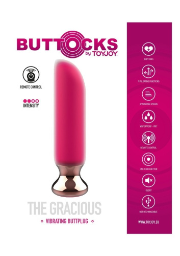 TOYJOY Gracious Buttplug - Анальна вiбропробка, 12 см (фуксія) - купити в Києві, Україні
