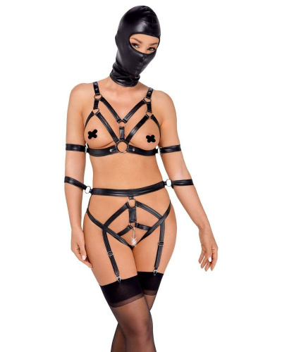 Боди портупея с маской на голову Bad Kitty Strap+Mask Set, L