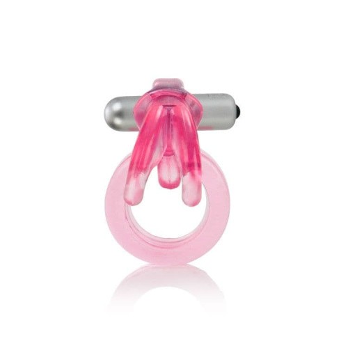 CalExotics Triple Clit Flicker - виброкольцо, 7х3.5 см (розовый)