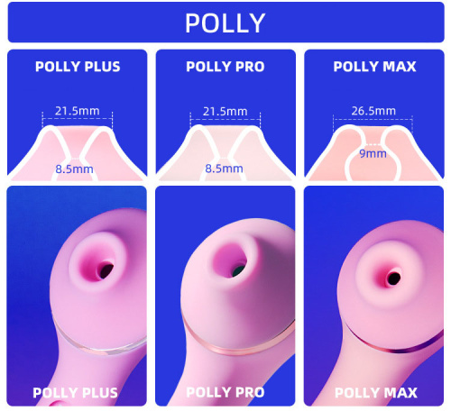 KisToy Polly Max - двухсторонний стимулятор с вакуумом, вибрацией и вращением, 20,8 см (розовый)