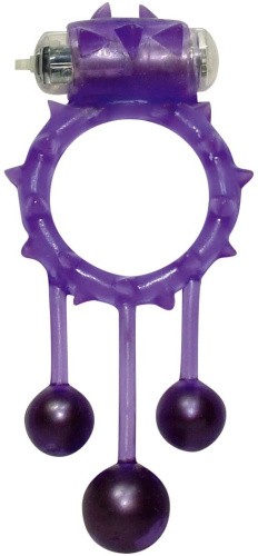 You2Toys Vibrating King Dingeling Cock Ring - виброкольцо с шариками, 9х2.5 см (фиолетовый)