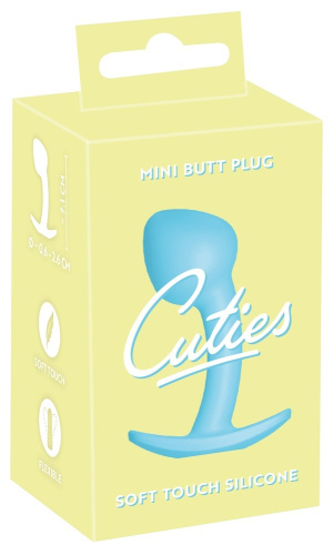 Mini Butt Plug Blue - Анальная пробка с контурной головкой, 6.4х2.6 см (голубой)