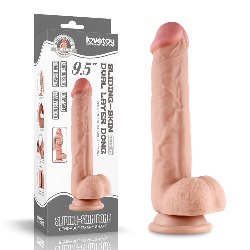 Sliding-Skin Dual Layer Dong 9.5'' - Фалоімітатор, 24 см (тілесний) - купити в Києві, Україні