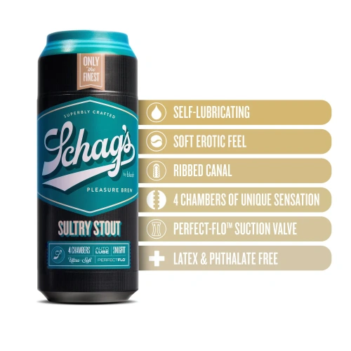 Schag's by Blush Sultry Stout - самосмазывающийся мастурбатор в банке, 19,7 см
