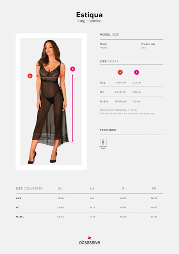 Obsessive Estiqua chemise - Сорочка эротическая, XL/2XL