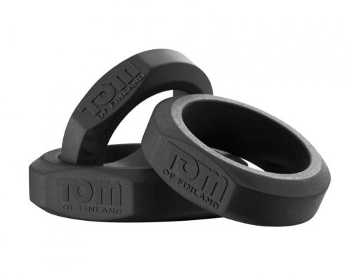 Tom of Finland 3 Piece Silicone Cock Ring Set - набір ерекційних кілець, 3 шт (чорний) - купити в Києві, Україні
