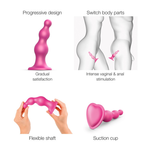 Анальная ёлочка насадка для страпона Strap-On-Me Dildo Plug Beads, 16,8х5,2 см размер XXL