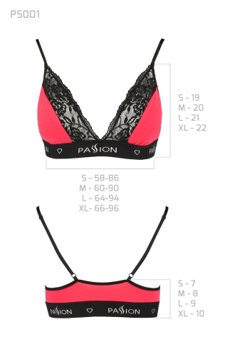 Passion PS001 TOP - Эластичный топ с кружевом, L (красный)