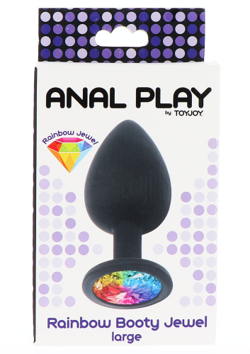 Toy Joy Rainbow Booty Jewel Large - Анальная пробка с радужным кристаллом в основании, 9х4.5 см (L)