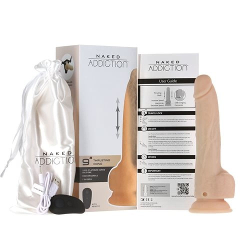 Addiction Naked -  9" Thrusting Dildo with Remote - Vanilla - Реалистичный фаллоимитатор с поступательными движениями, 22.8х4.5 см