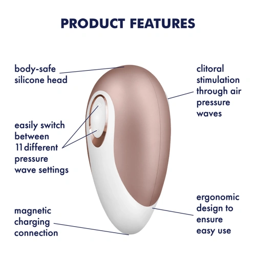 Satisfyer Pro Deluxe NG Rose Gold - Компактный вакуумный стимулятор клитора, 11х4.7 см (золотистый)