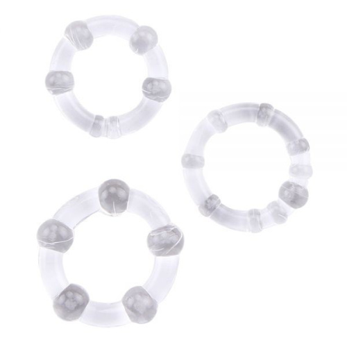 GK Power Beaded Cock Rings Clear - Набор эрекционных колец 3 шт (прозрачный)